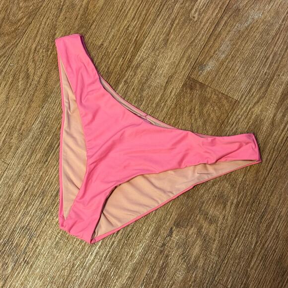 J. Crew Pink Curved Waist Cheeky Bikini Bottom Size Large - Picture 1 of 6